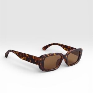 Tortoiseshell Rectangle Sunglasses – Brown Lenses